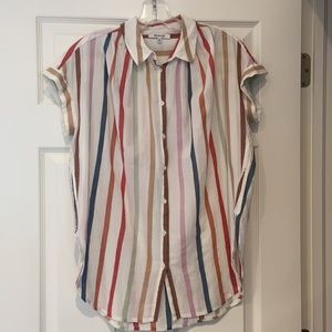 Madewell Central Tunic Shirt in Rainbow Stripe XXS